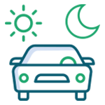 car icon with sun and moon icons