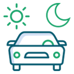 car icon with sun and moon icons