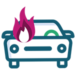 car icon with fire
