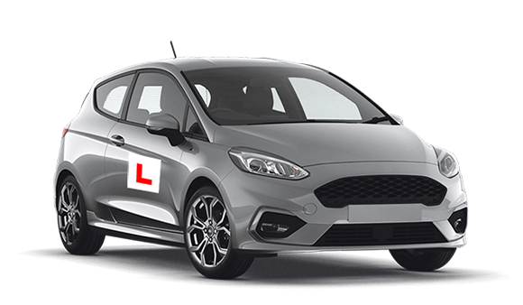 silver hatchback car with l plate on driver door