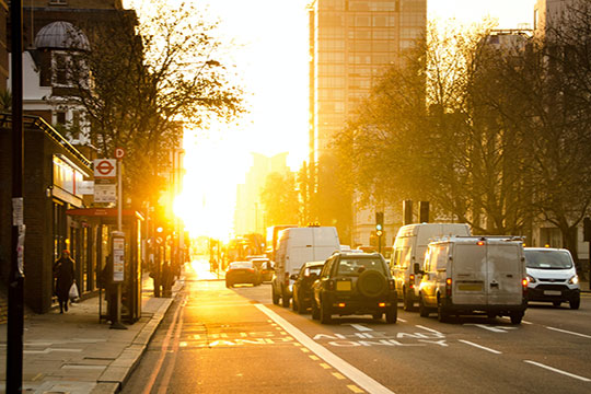 slow moving traffic in London