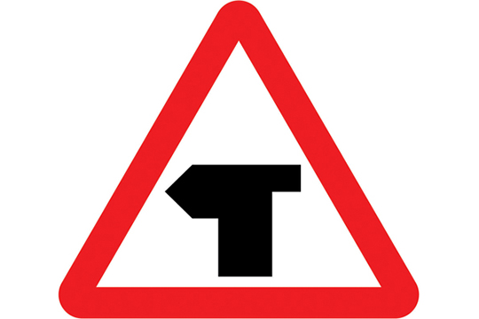 t junction road sign