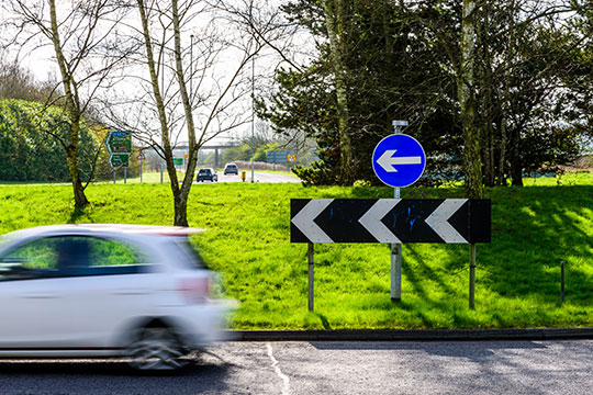 traffic on motorway roundabout