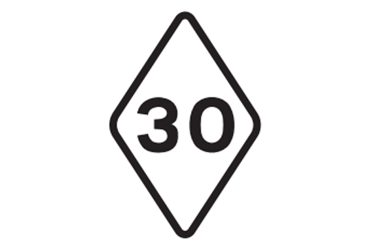 tram 30 mph speed limit sign