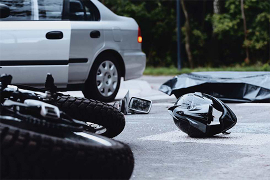motorcycle debris on road caused by road accident