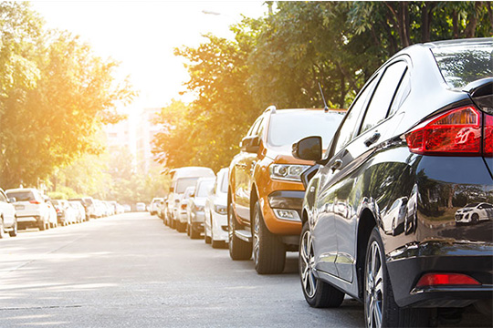 cars parked on the side of the road