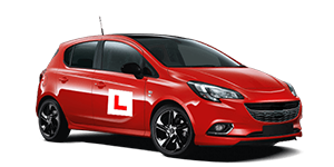 red hatchback car with l plates