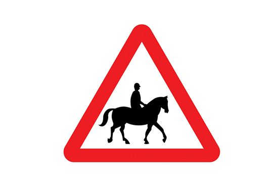accompanied horses or ponies road sign