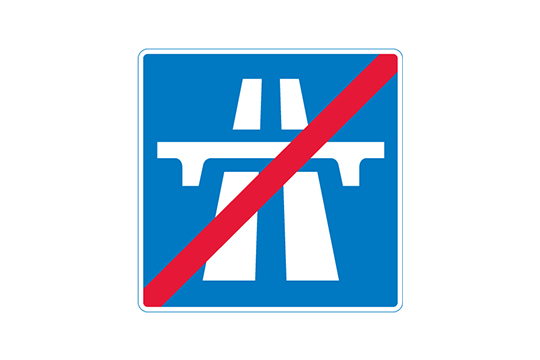 end of motorway sign