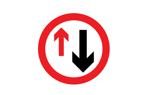 give way to oncoming vehicles road sign