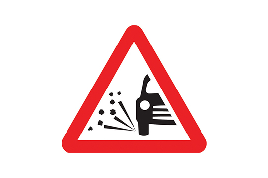 loose chippings road sign