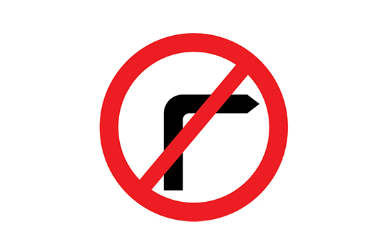 no right turn road sign