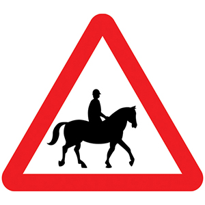accompanied horses or ponies traffic sign