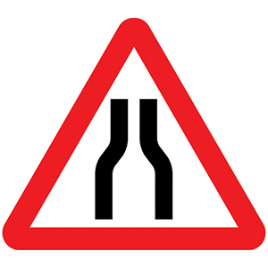 road narrows on both sides traffic sign